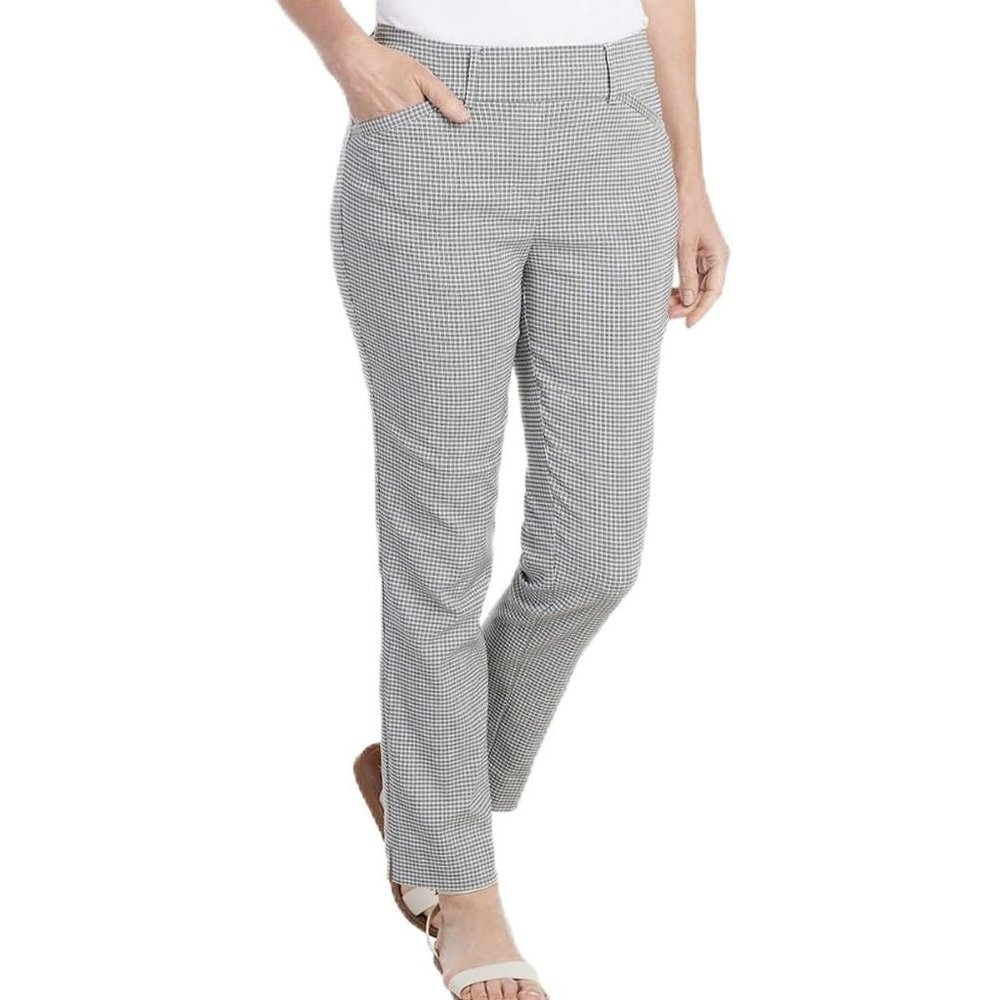 NWoT Hilary Radley Women PullOn Ankle Dress Pant Black Off White Sz XL $50 UU022
